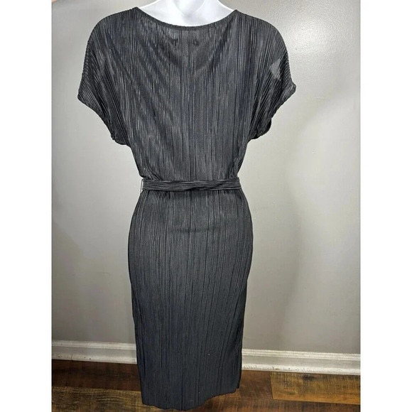 Reserved Let's Fashion Black Pleated Midi Dress Size XS - Picture 4 of 7